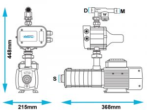 ASC AM50 Acquasaver Water Switch Pump Dimensions