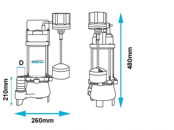 ASC D45VAMAG Vertical Float Sump Drainage Pump